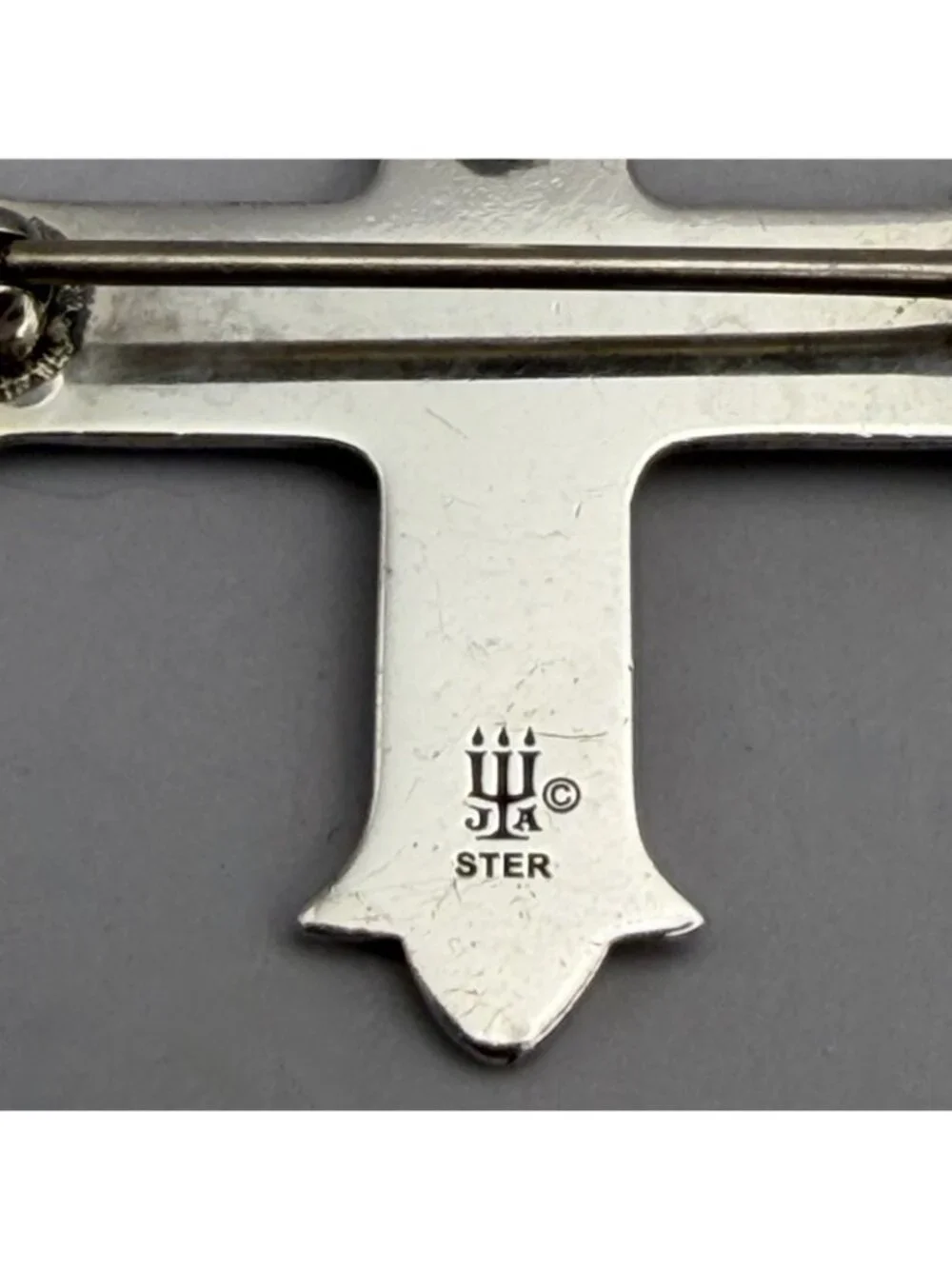 James Avery Cross Brooch Pendant Convertible Sterling Silver Latin Motto Etched
